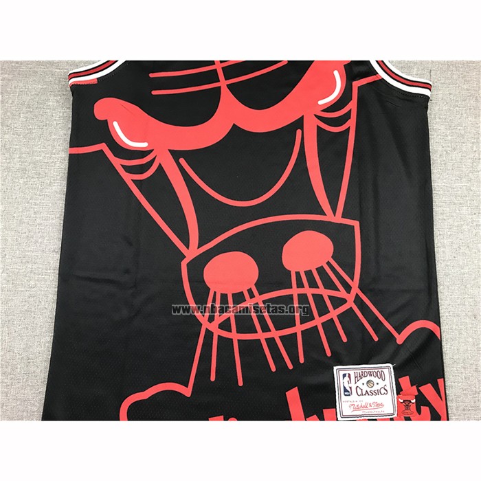 Camiseta Chicago Bulls Michael Jordan NO 23 Mitchell & Ness Big Face Negro